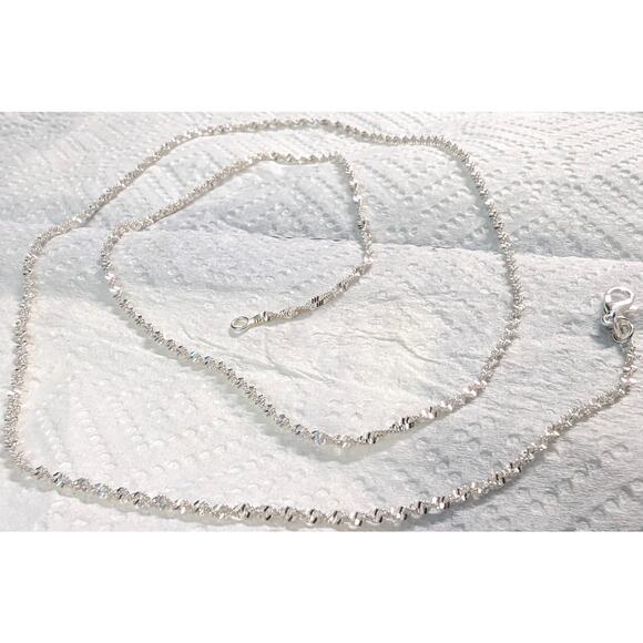 Sterling Silver 925 Plated 28" Double Water Wave Chain Necklace Lobster Clasp - Picture 2 of 3